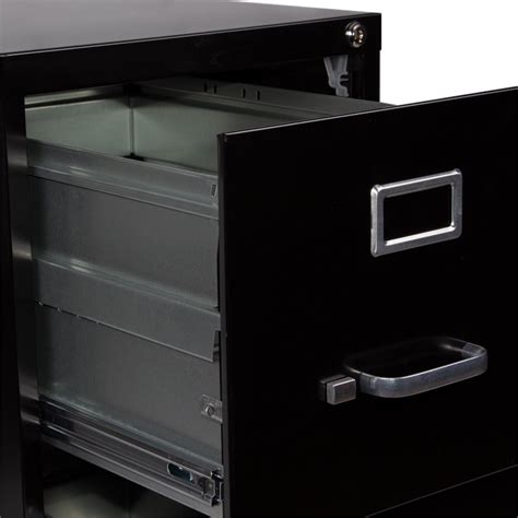 The typical office vertical file cabinet is 28½ inches deep and the drawer holds 27 inches of files. Pemberly Row 2 Drawer Letter File Cabinet in Black ...