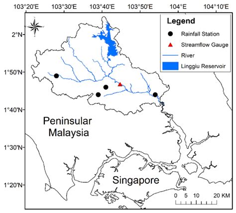 Map Of Johor River Basin Including Rantau Panjang Streamflow Gauge
