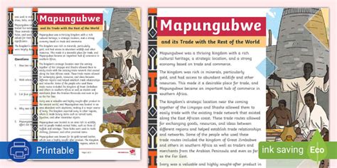 Mapungubwe And Its Trade With The Rest Of The World Twinkl