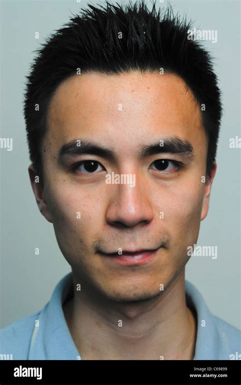 Portrait Young Chinese Man Face Frontal Stock Photo Alamy