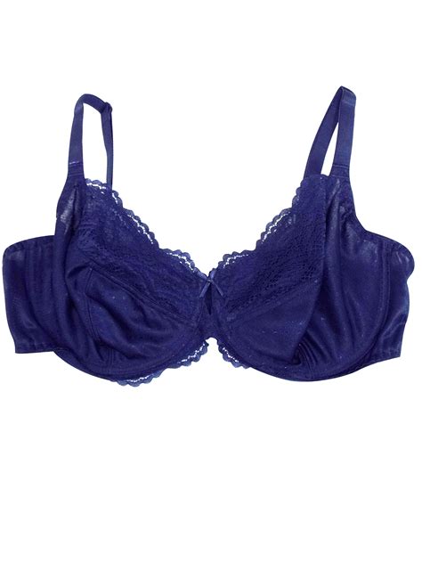 George G3orge Navy Lace Trim Underwired Full Cup Bra Size 36 To