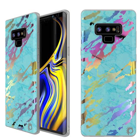 Galaxy Note 9 Full Body W Screen Protector Marble Case Teal Onyx