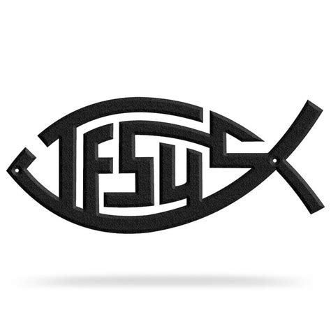 Bluewater Decor Jesus Fish Black Metal Wall Decor Sign Metal Wall