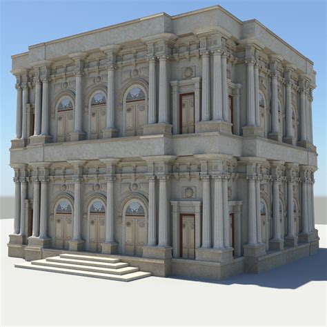 3d Model Palace 3d Model Building With Columns And Arches Vr Ar Low