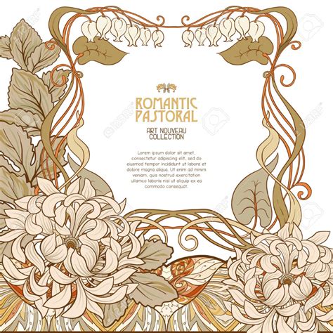 Decorative Flowers In Art Nouveau Style Stock Vector 89765797 Motifs