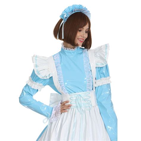 Buy Gocebaby Women Sissy Maid Gothic Lockable Baby Blue Pvc Dress Crossdress Lace Sleeves Online