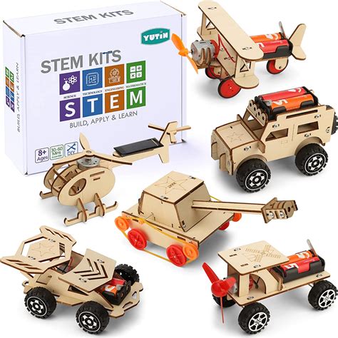 6 In 1 Stem Building Kits For Kids Wooden Car Model Kit
