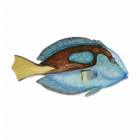 13 Blue And Brown Capiz And Metal Blue Tang Fish Wall Plaque Wilford
