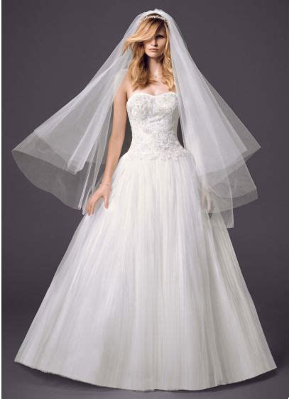 Strapless Pleated Bodice Tulle Ball Gown Davids Bridal