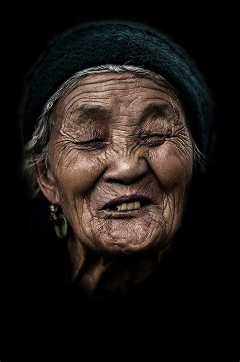 An Old Woman With Wrinkles On Her Face Black And White Photograph By