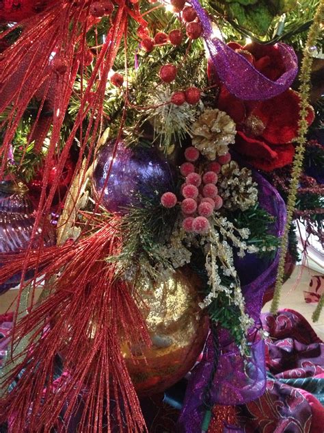 Red Purple And Gold Upside Down Christmas Tree Holiday Decoration