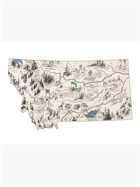 Montana Vintage Picture Map Poster For Sale By Surgedesigns Redbubble