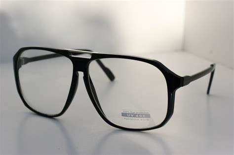 Large Square Black Clear Lens Grandpa Nerd Glasses 50s Ebay