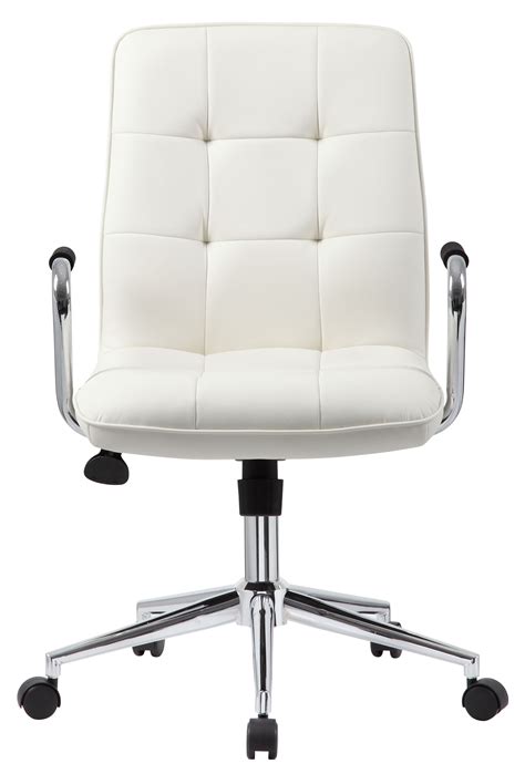 These ergonomic chairs support your posture and help you stay alert while working. Modern Office Chair w/Chrome Arms- White - BossChair