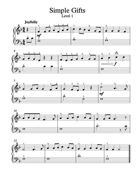 Free educational sheet music for beginner & intermediate piano. Free Piano Arrangement Sheet Music - Simple Gifts | Michael Kravchuk