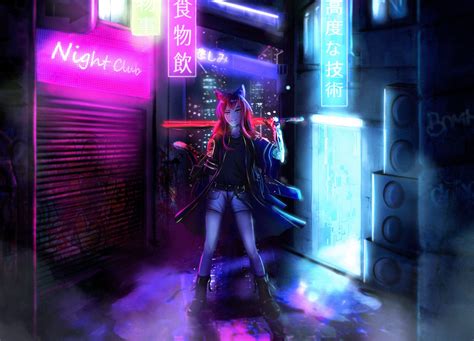 Artstation Cyberpunk Neko Girl