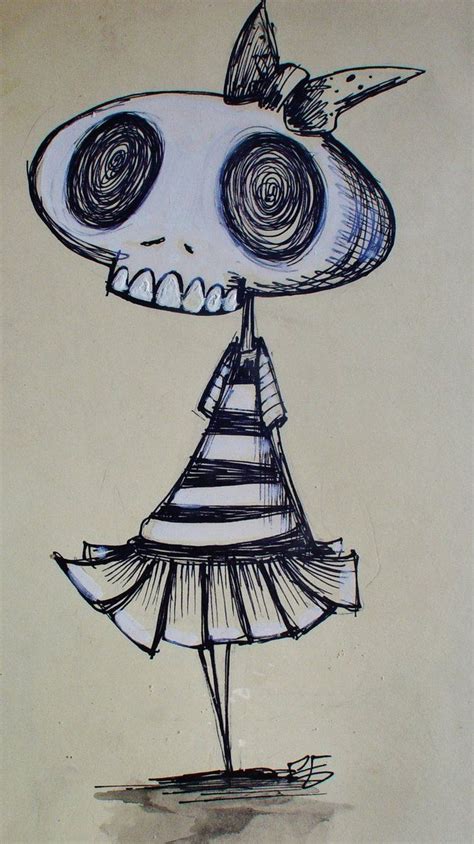 Skull Girl Tim Burton Style Skull Art