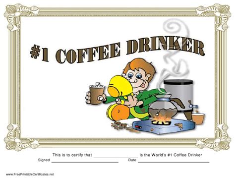 Number 1 Coffee Drinker Certificate Template Download Printable Pdf