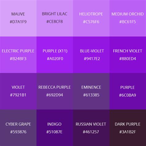 99 Shades Of Purple Color With Names Hex Rgb And Cmyk 2022 • Colors