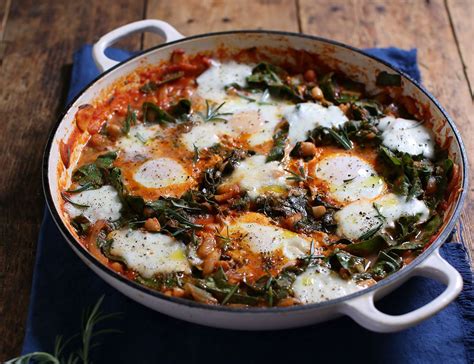 Tomato Melting Mozzarella And Spinach Eggs Recipe Abel And Cole