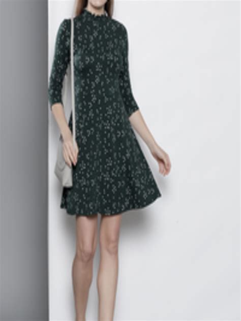 Buy DOROTHY PERKINS Women Green White Printed Fit And Flare Dress