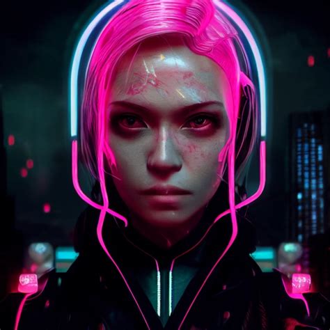 Cyberpunk Pink Neon Girl Hyper Realistic Octane Midjourney Openart