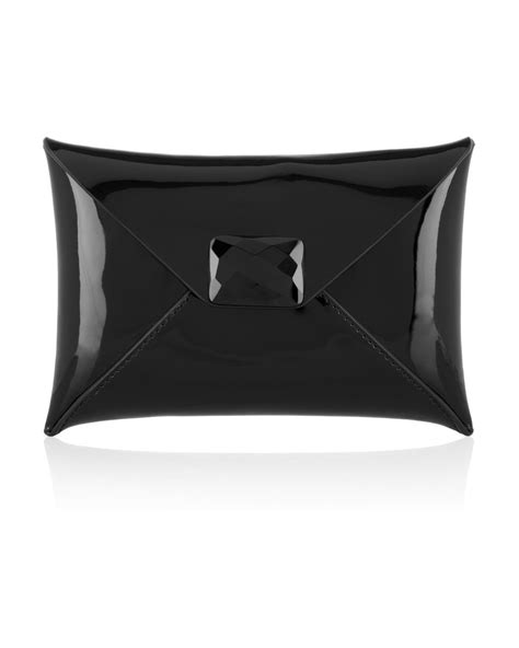 Anya Hindmarch Patent Leather Envelope Clutch In Black Lyst