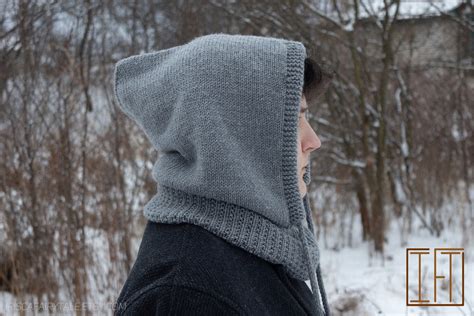 Mens Hooded Cowl Knitting Pattern Easy Knitted Cowl Snood Etsy