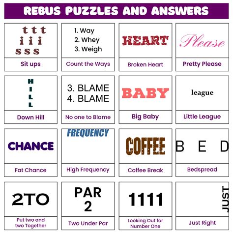 Free Printable Rebus Puzzles With Answers