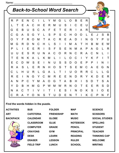 10 Best School Word Search Puzzles Printable