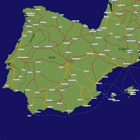Spain Rail Travel Map European Rail Guide Map Of Spain Map All