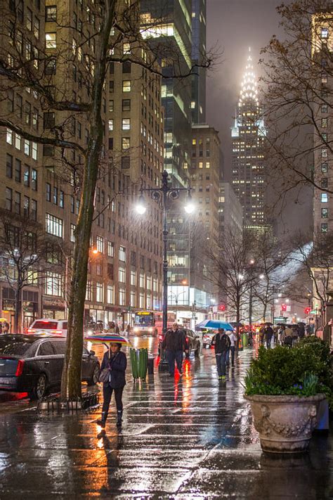 Streets Of New York In The Rain 42nd Street In Midtown Bryant Park