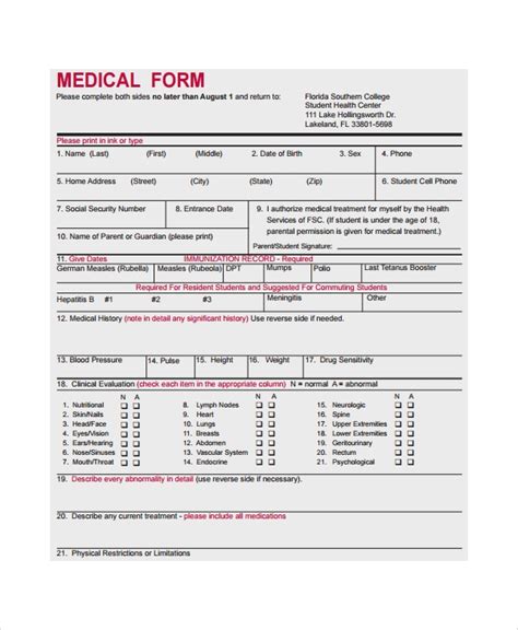 Free 9 Medical Form Samples In Ms Word Pdf