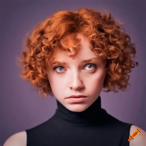 Close Up Portrait Of A Babe Woman With Red Curly Hair On Craiyon
