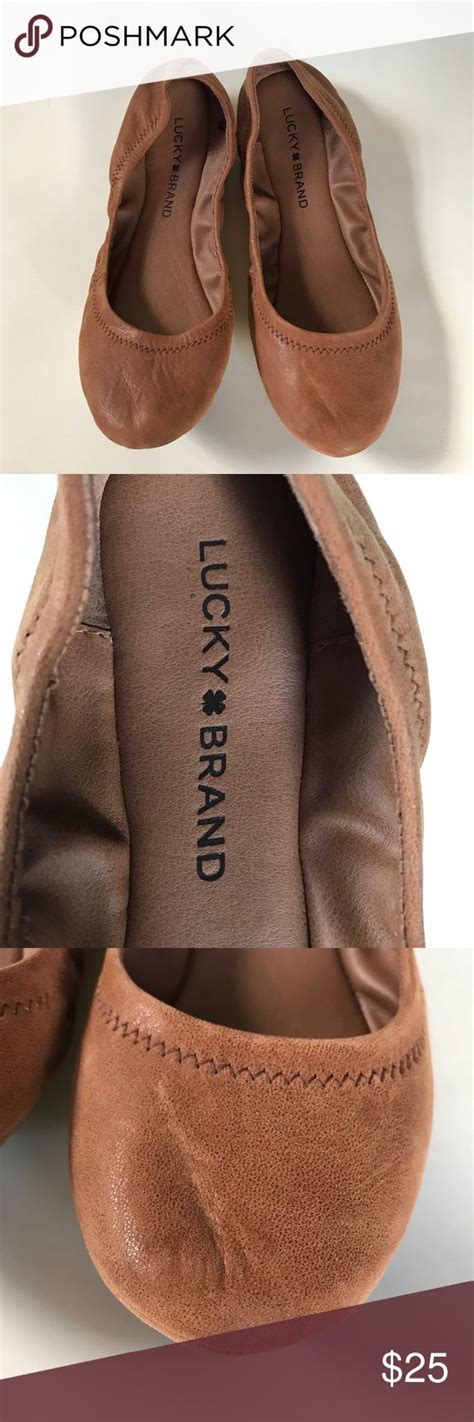 Sold Lucky Brand Emmie Brown Leather Ballet Flats Brown Leather