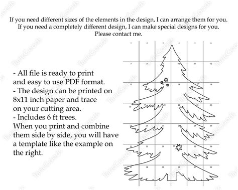 Wooden Christmas Tree Template Tree Silhouette Template Etsy