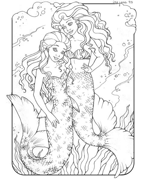 Fantasy Mermaid Coloring Pages For Adults Mermaid And Boat Mermaids