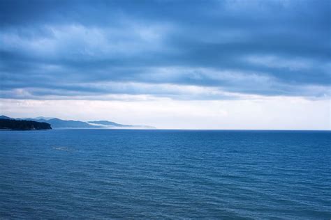 Sea Blue Sky Ocean Water Horizon Background Tranquil Seascape