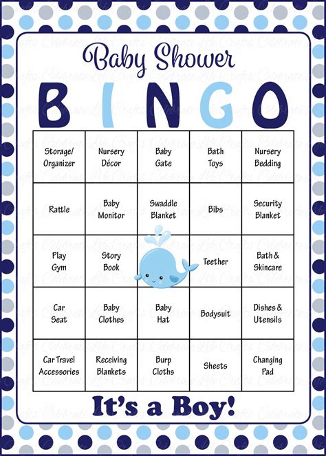 I love offering free printables like this baby shower bingo game! Whale Baby Bingo Cards - Printable Download - Prefilled ...