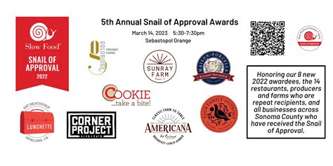 5th Annual Snail Of Approval Awards Sonoma County • Slow Food Usa