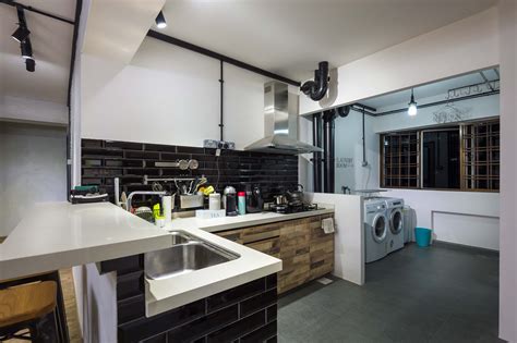Hdb 5 Room Resale Industrial Design Open Kitchen Concept Bayti Design