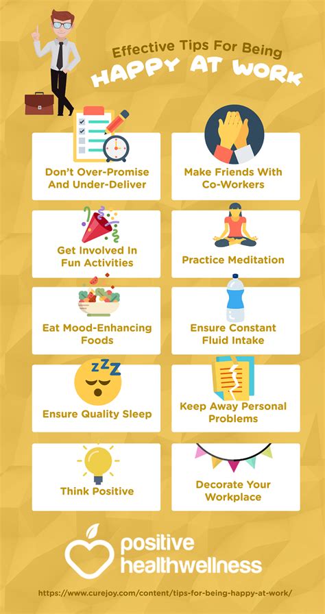 10 Effective Tips For Being Happy At Work Infographic Positive
