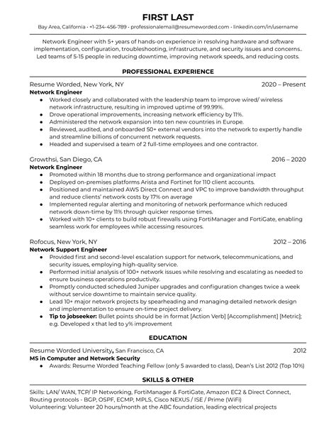 Network Engineer Cv Examples And 25 Writing Tips Riset