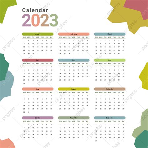 Colorful Fancy Design Calendar 2023 Colorful Calendar 2023 Png And