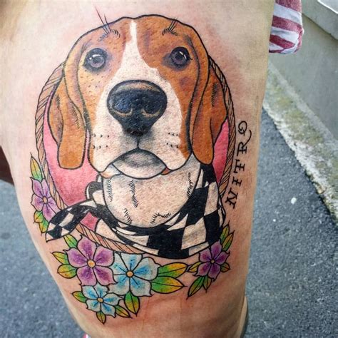 Beagle Tattoo Dog Tattoo French Tattoo Bethune Beagles Color