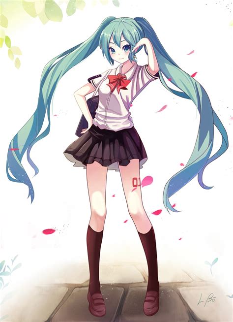 Wallpaper Drawing Illustration Long Hair Anime Girls Cartoon Knee Highs Vocaloid