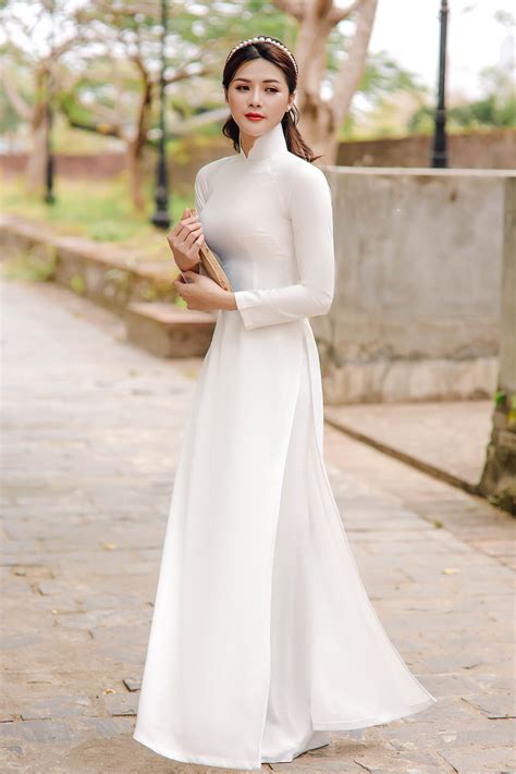 High Quality Vietnamese Ao Dai White Special High Collar Ao Etsy