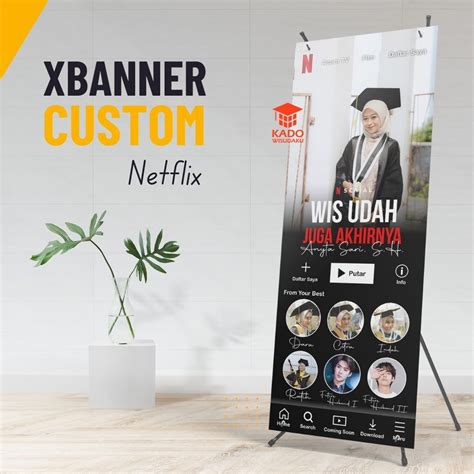 Banner Wisuda Custom Desain Netflix Kado Wisudaku