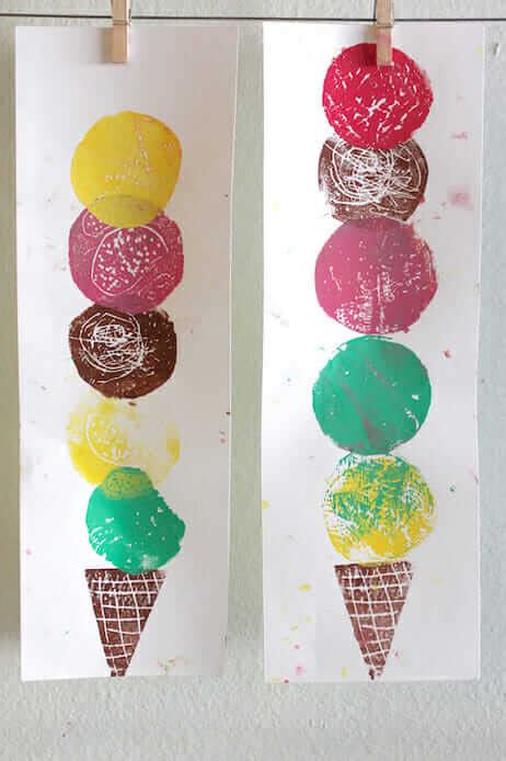 Colorful Ice Cream Art An Easy Printmaking Project For Kids