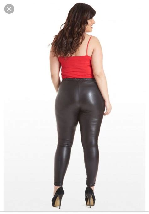 Plus Size Full Figure Thick Black Leather Leggings Bottom Black Leggings Outfit Black Leather